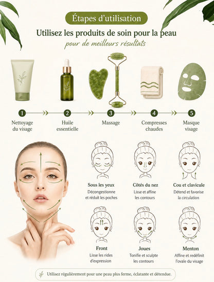 Masseur Gua Sha en Jade – Soin Visage & Corps