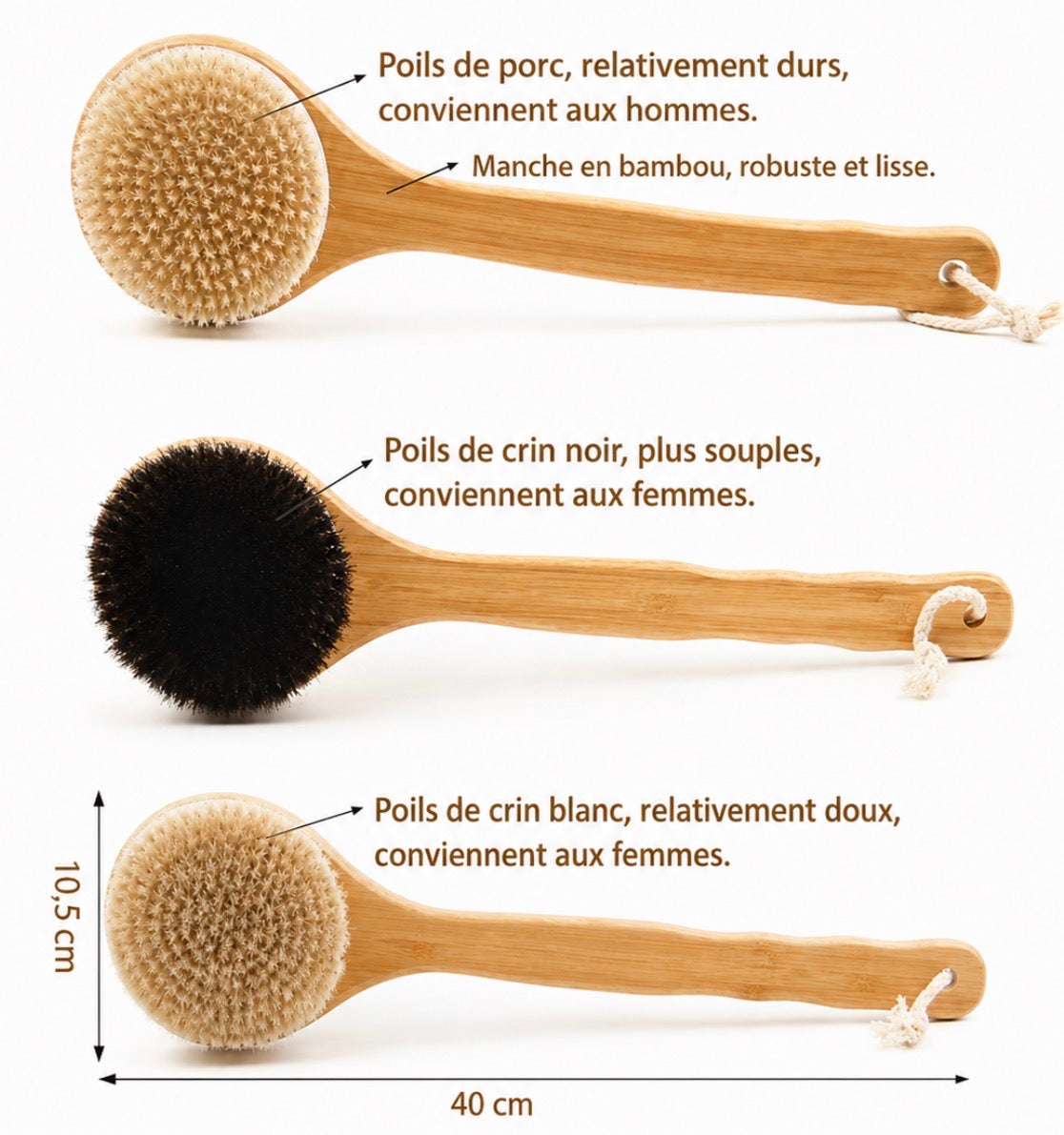 Brosse de Bain en Bois à Long Manche – Gommage Dos & Exfoliation Corps