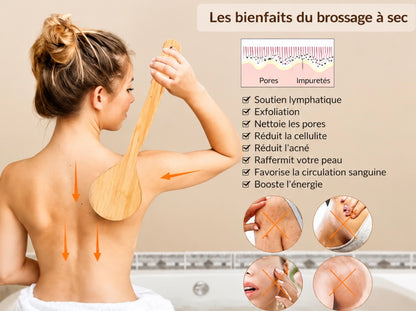 Brosse de Bain en Bois à Long Manche – Gommage Dos & Exfoliation Corps