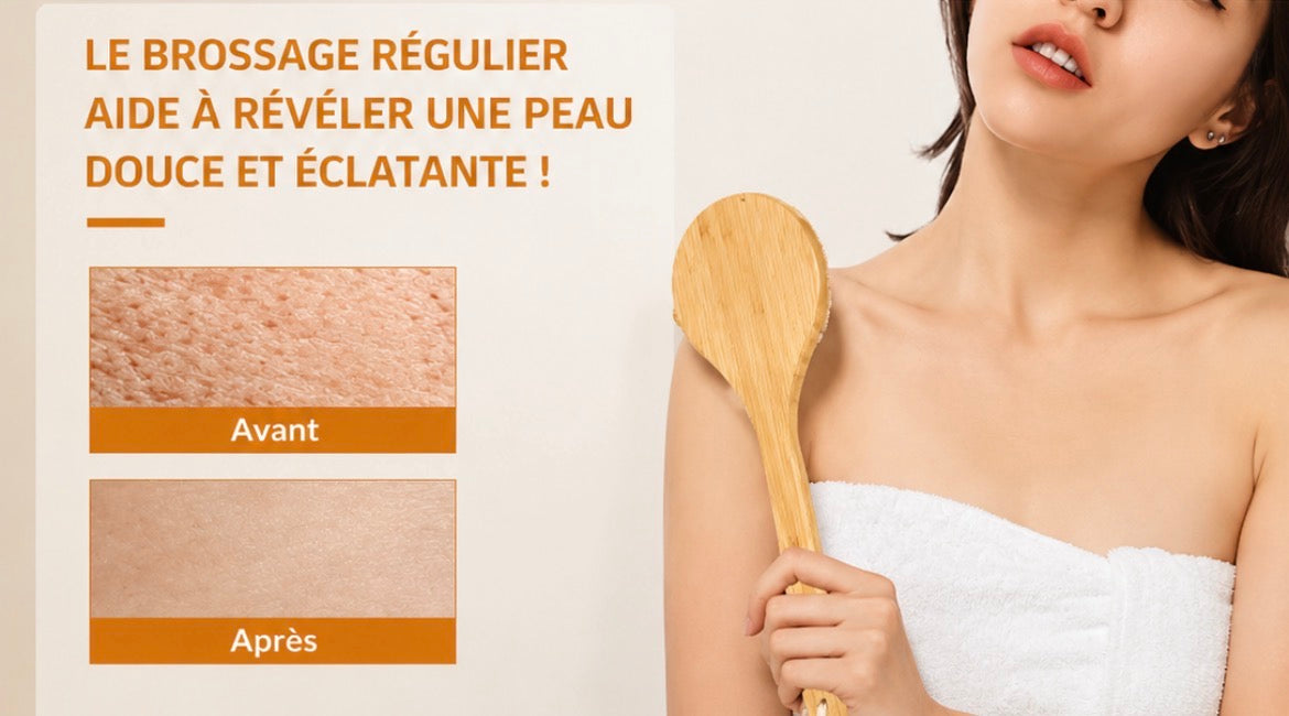 Brosse de Bain en Bois à Long Manche – Gommage Dos & Exfoliation Corps