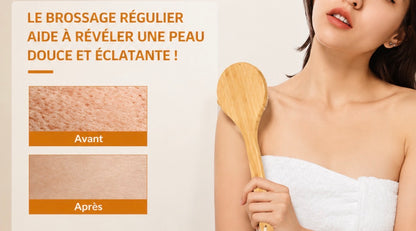 Brosse de Bain en Bois à Long Manche – Gommage Dos & Exfoliation Corps