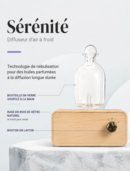 Diffuseur d'Huiles Essentielles Bois & Verre – Aromathérapie Sans Fil pour Maison & Bureau