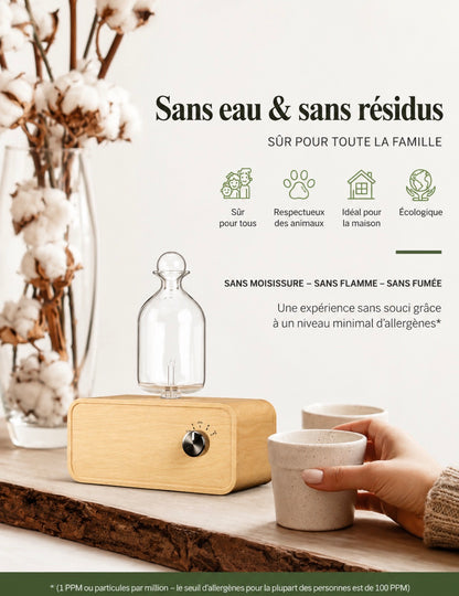 Diffuseur d'Huiles Essentielles Bois & Verre – Aromathérapie Sans Fil pour Maison & Bureau