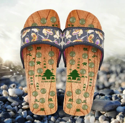 Chaussons de massage en bois – Semelle acupression & bien-être