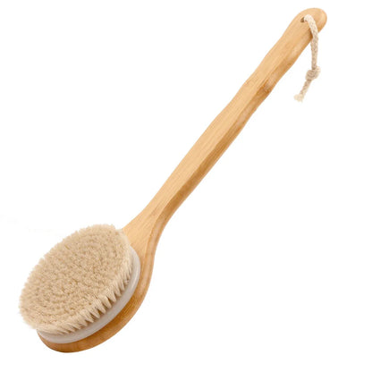 Brosse de Bain en Bois à Long Manche – Gommage Dos & Exfoliation Corps