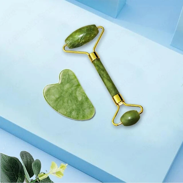 Masseur Gua Sha en Jade – Soin Visage & Corps