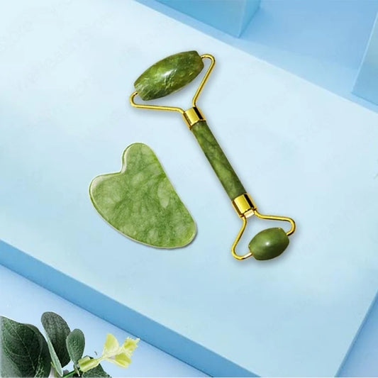 Masseur Gua Sha en Jade – Soin Visage & Corps