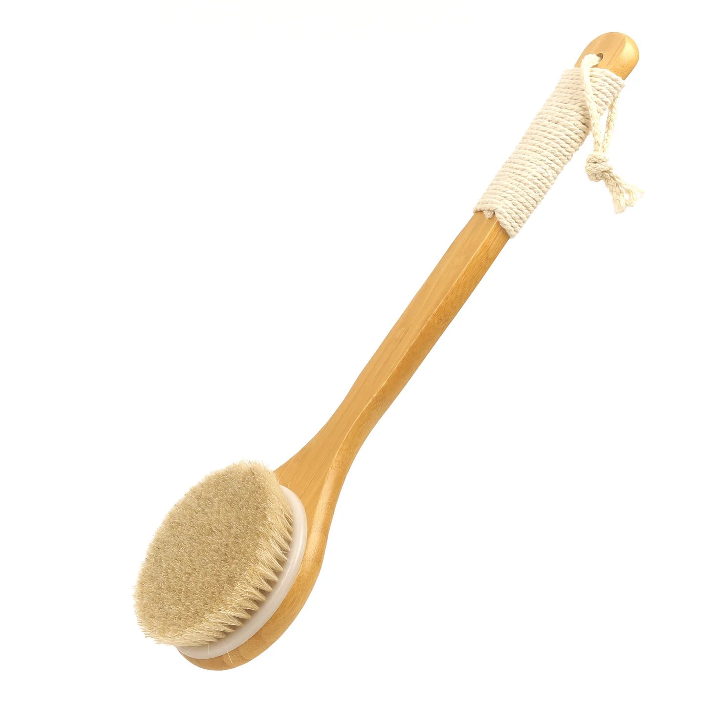 Brosse de Bain en Bois à Long Manche – Gommage Dos & Exfoliation Corps