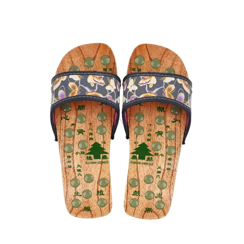 Chaussons de massage en bois – Semelle acupression & bien-être