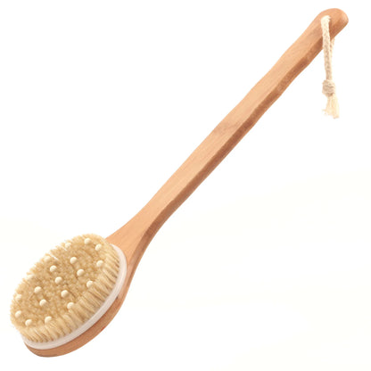 Brosse de Bain en Bois à Long Manche – Gommage Dos & Exfoliation Corps