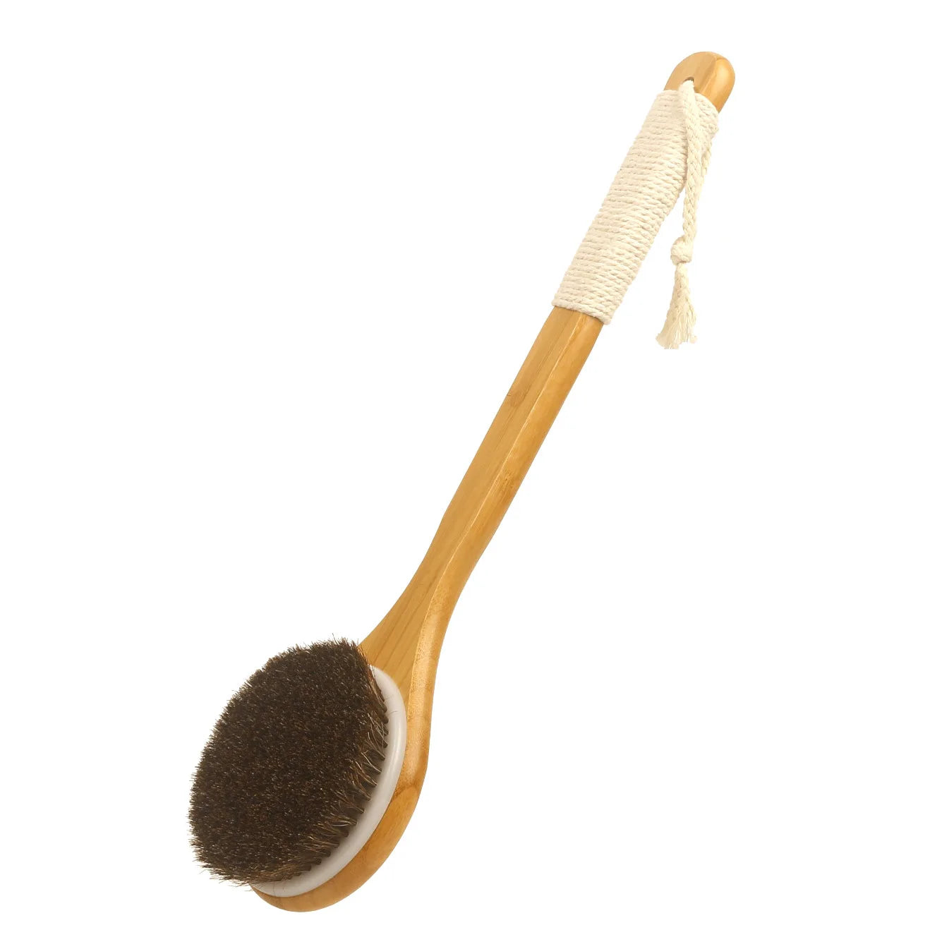Brosse de Bain en Bois à Long Manche – Gommage Dos & Exfoliation Corps