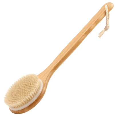 Brosse de Bain en Bois à Long Manche – Gommage Dos & Exfoliation Corps