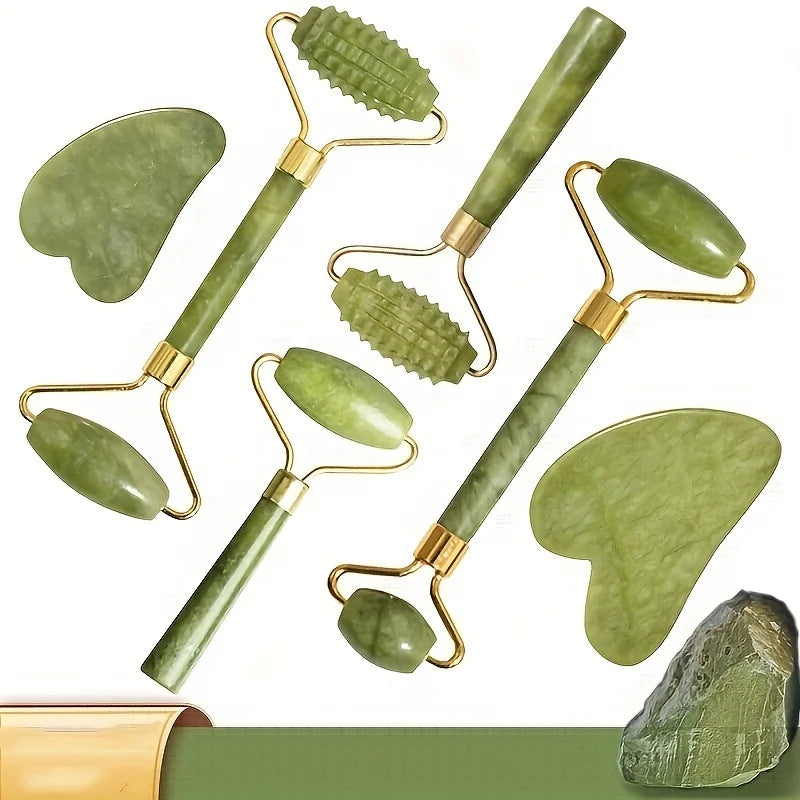 Masseur Gua Sha en Jade – Soin Visage & Corps