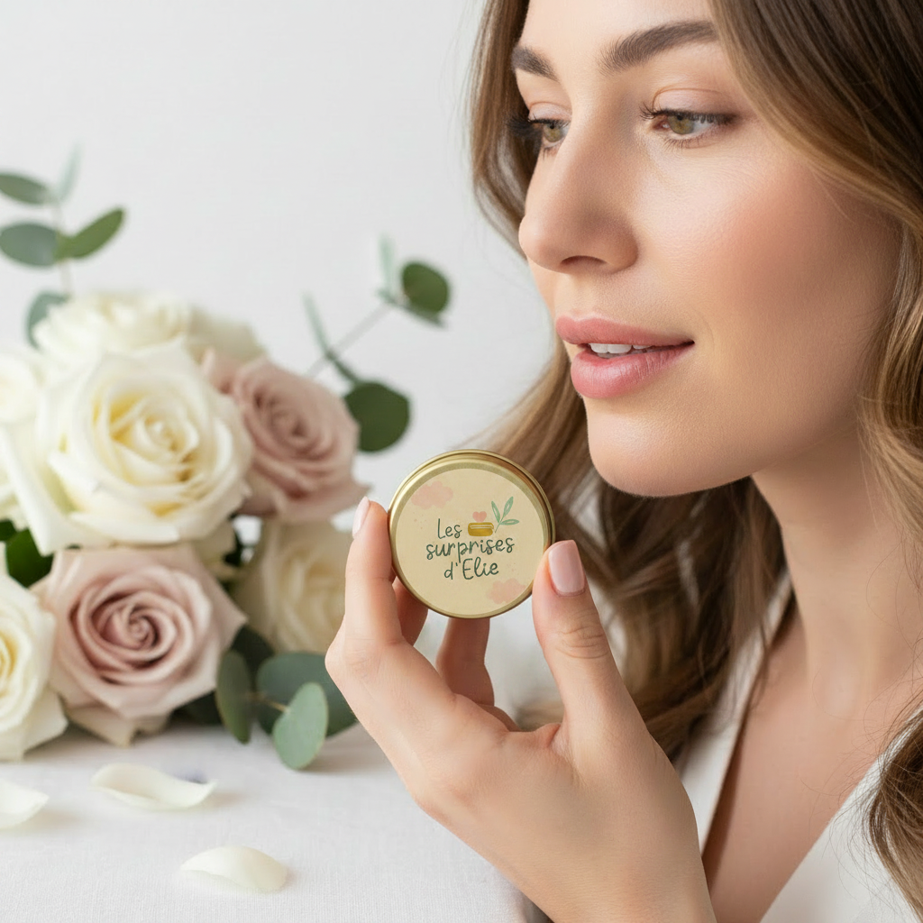 Baume Fleur avec logo sur couvercle